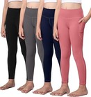 Girls Leggings W Pockets Size M 8 Black Blue Gray Pink Active Dance Yoga 4pk New