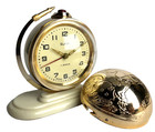 Rare Slava Ussr Space-age Rocket Alarm Clock Globe 1950-60s 11j Near-mint