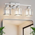  3-light Bathroom Light Fixtures Over Mirror  Brushed Nickel Crystal Wall Round