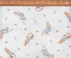 Vintage Beatrix Potter Peter Rabbit Cotton Fabric Sewing Quilts Oop 21x24  Rare