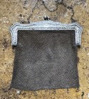 Vintage German Silver Tone Metal Mesh Kiss Lock Coin Purse Engraved Frame Chain