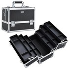 New 12 6  Makeup Train Case Cosmetic Organizer Travel Storage Box Black