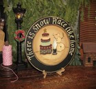 Prim Hand Painted Christmas Star Nesting Box Snowman Candle Wood Plate Folk Art