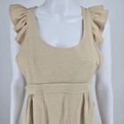 Vintage 1970s 100  Orlon Beige Ruffle Strap Empire Waist Knit Maxi Dress  m 