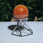 112g Natural Silk Wrapped Agate Ball Crystal Jewelry Reiki Energy Healing stand