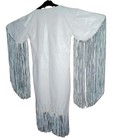 Women Native American Handmade White Leather Long Fringes Wedding Dress