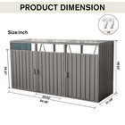 Outdoor Garbage Can Storage Shed Metal Garden Bin Shed Store 3 Trash Cans Gray