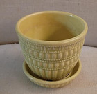 Vintage Mccoy Pottery Beaded Flower Pot Attached Saucer