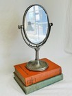 Vintage Vanity Mirror Silver Floral Velvet Back