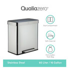 Qualiazero 16 Gallon Kitchen Trash Can   Recycling Bin  Stainless Steel  Silver