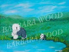 Breathtaking Old English Sheepdog Painting On Canvas By Barbara Wood  Sale 