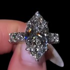 6 16 Tcw Marquise Moissanite Hidden Halo Engagement Ring 14k White Gold Plated