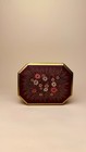 Vintage French Floral Metal Tin Box   Octagon Shape   Storage Display Container