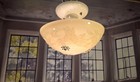 Antique Art Nouveau Custard Glass Ceiling Light Fixture  Art Deco 1940s 