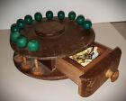 Vintage 1940s Mahogany Thread Carousel Sewing Box Signed Nancy R 12 Spools