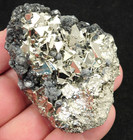Pyrite Crystal Cluster With Aaa Pyramid Shaped Crystals   Sphalerite Peru 191gr