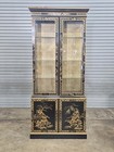 Drexel Heritage Black Lacquer Et Cetera Chinoiserie China Cabinet Bookcase