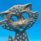 Vintage Cat Earring Holder Organizer Figurine Silver Tone Pierced Filigree Mcm