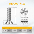 3 8-16 X 1-1 4  Flat Head Socket Cap Screws Countersunk Bolts  Allen Socket Driv