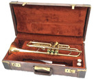 Olds Ambassador Fullerton Brass Trumpet Music Instrument With Brown Leather Case