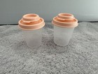 Tupperware Tupper Mini Salt   Pepper Shakers Midgets Set Of 2 Cosy Rosy Peach