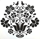 Folk Art Stencil For Painting - Flowers Vines   Birds - 6x6  - Scandinavian