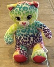 Build A Bear Rainbow Leopard Print Kitty Cat 17  Plush 2016 Heartbeat Sound Cute