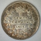 1915 Canada Silver Five Cent Coin Au 5c Canadian Almost Uncirculated George V