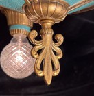 Antique Vtg Art Deco 3 Light Flush Mount Ceiling Fixture Polychrome Restored