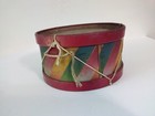 Antique Child s Wooden Toy Drum 1930s  Red Yellow Blue Green Stripes Vintage