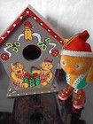 Wooden Gingerbread Birdhouse   Cute Chick Ornament 