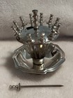 Vintage F b  Rogers Cocktail Picks Set Of 12 Sword Skewers Silver Plated Holder