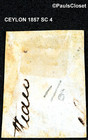 Ceylon 1857 Sc 4 Queen Victoria 2p Deep Green Imperforate Ung Grill Cnx Fine
