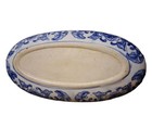Vintage  Oval Chinese Blue   White Brush Washer  Planter  jardiniere  9 