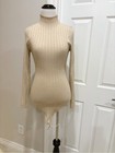 Quince Ribbed Beige Tan Cotton Cashmere Turtleneck Bodysuit Medium