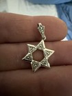 Vtg Sterling Silversmith Art Deco Style  B-k Scrollwork Star Of David Pendant