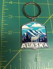Alaska Souvenir Keychain Alaska Metal Key-chain With Mountain Scene   Cloudy
