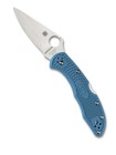 Spyderco Delica 4 Folding Knife C11fpbl Plain Edge Vg-10 Blade Blue Frn Handle