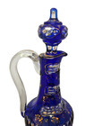 Antique French Cobalt Blue Color Cut To Clear Glass Hand Made Perfume Bottle 