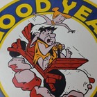Vintage Goodyear Tires Porcelain Gas Oil Service Flintstones Advertising Sign