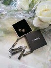 Auth Vintage Chanel Cc Logo Button Clip On Earrings Black white gold 95 Used F s
