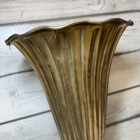 Vtg Art Deco Solid Brass Vase trumpet Shape Fluted Scalloped 12    Tall India