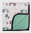 Farm Jo Green 3 Layer Quilt Baby 46  Toddler Blanket Copper Pearl Cow Tractor