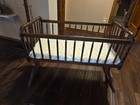 Jenny Lind Brown Wooden Spindle Rocking Cradle 41  Lx 22 