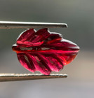5 Ct Natural Red Garnet Leaf Carving - 9x13 Mm  Hand Carved 