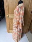 Vtg 70s Maxi Dress Floral Bell Flowy Sleeves  Sz 13 Polyester Knit Empire Waist