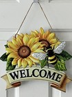 Sunflowers And Bee Welcome Sign Metal Sign For Garden Wall Yard New