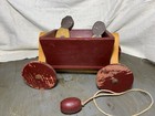 Antique 3 Piece Early Americana Wood Pull Cart Toy In Very Good Shape- Rare Find
