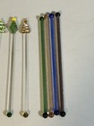 Lot Of 9 Cocktail Swizzle Sticks Drink Stir Glass And Plastic Mixed Lot