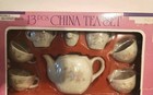 Vtg 13pc Pink   Purple Floral Kids Porcelain China Tea Set New